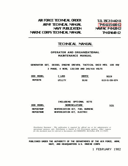 TM 5-6115-600-12 Technical Manual